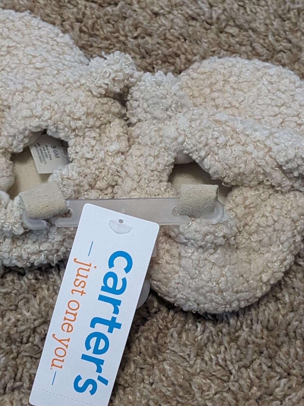 Carter's Cream Plush Baby Shoes